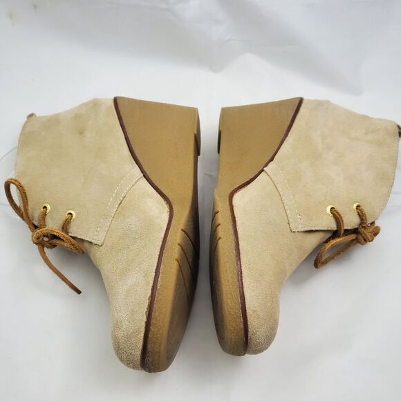 Sperry Top Sider Women's Shoes 9 Beige Harlow Wedge Lace Up Bootie Suede - Picture 7 of 10